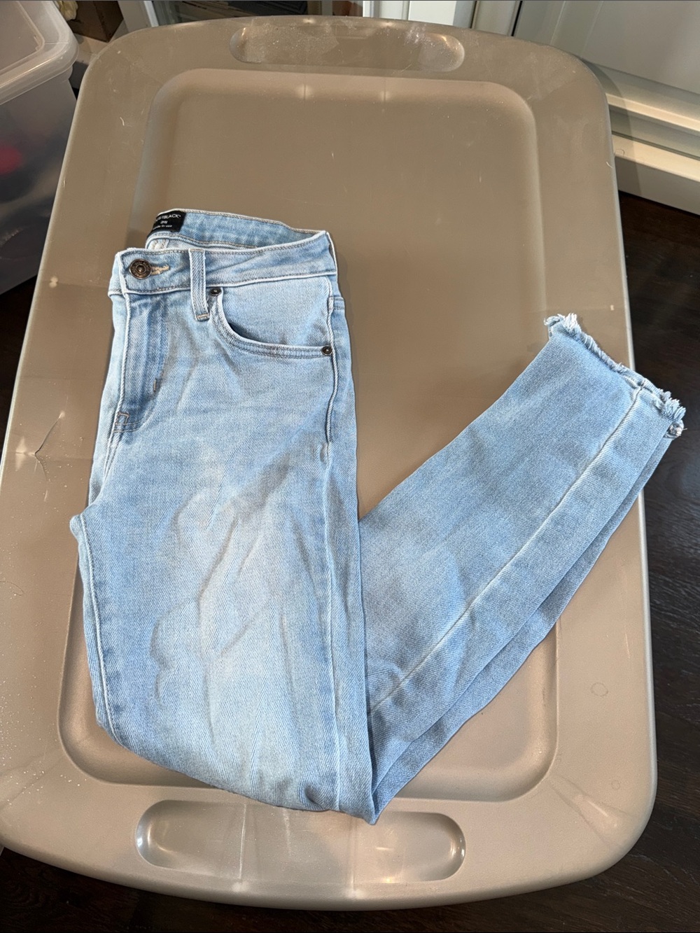 Just Black Light Blue Frayed Hem Skinny Ankle Jeans